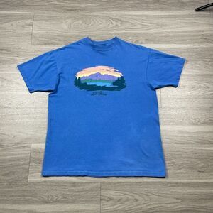 Vintage LL Bean Shirt Mens Extra Large Blue 90s Outdoor Sunrise Single Stitch